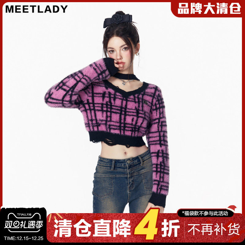 MEETLADY撞色小众毛衣