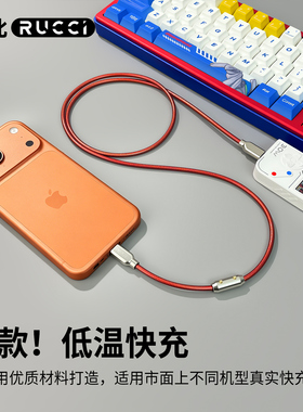 儒此适用苹果iphone手机PD快充数据线防宠物猫狗兔子啃咬断不锈钢丝锌合金属lighting软管充电线usb转typec