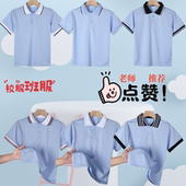 半袖 中学生班服t恤高中校服夏装 团体服上衣 polo衫 天蓝色儿童短袖