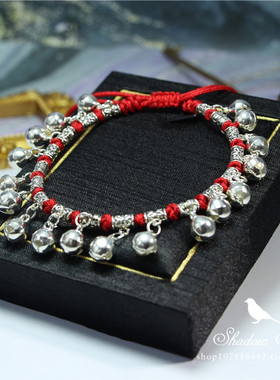 苗银铃铛跳舞蹈红绳手脚链