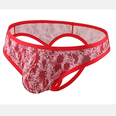 男士印花双丁内裤潮流舒适性感后空内裤烧0免脱受个性内裤