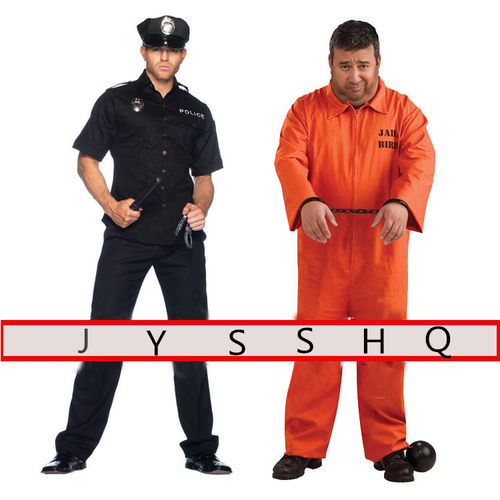 万圣节服装COS囚犯服警察服儿童成人美国监狱囚服表演角色扮演服