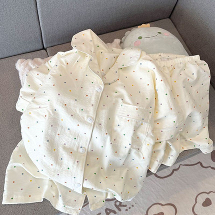 2025年新款睡衣女夏季云朵棉甜美可爱开衫休闲短袖短裤家居服套装