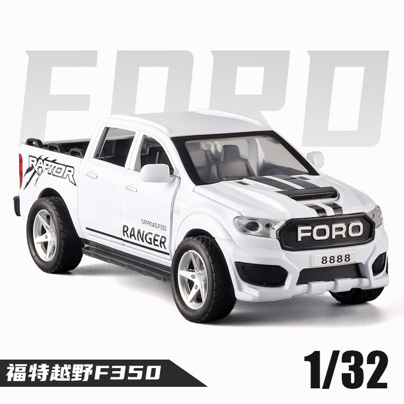 福特F350越野皮卡车合金汽车模型仿真1:32儿童玩具车礼物家居摆件