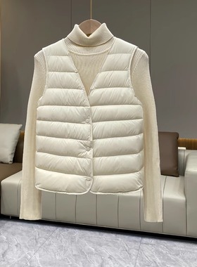 轻薄内胆羽绒服女保暖背心短款V领内穿薄款夹棉马甲外套~外贸清仓