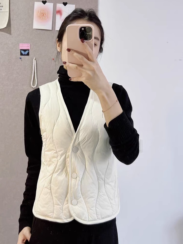清仓特价~羽绒棉马甲内胆显瘦轻薄内搭马夹女V领打底保暖背心秋冬