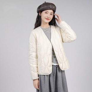 轻薄棉服女2026年百搭时尚V领长袖内胆内外穿棉衣秋冬棉外套短款