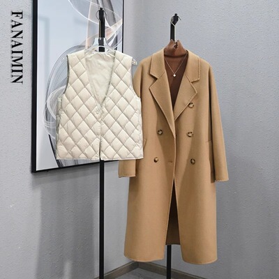 大衣内胆羽绒棉马甲秋冬内搭保暖夹棉背心女v领轻薄外套~商场清仓