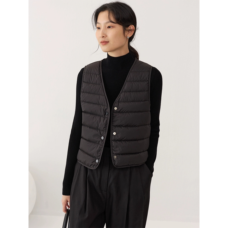 薄款V领羽绒棉马甲女2025新款秋冬大衣保暖内搭背心内胆~清仓捡漏