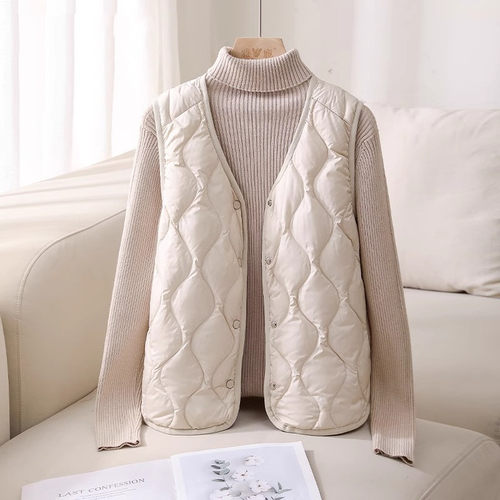 大V领轻薄羽绒棉服内胆女夹棉马甲内搭保暖背心外套冬季~外贸清仓