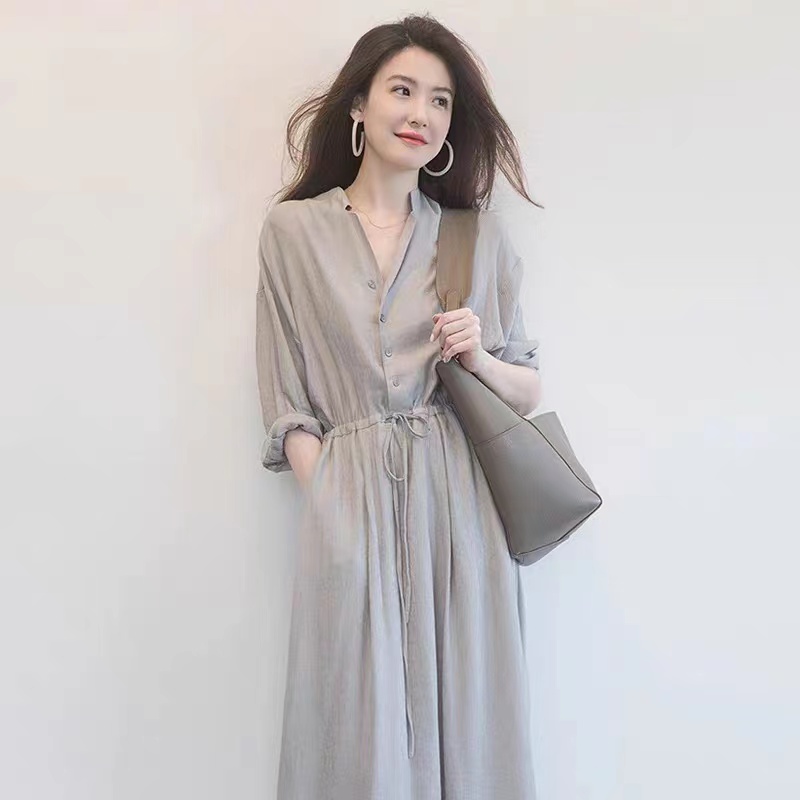 清仓折扣~春秋新款大码气质宽松棉麻连衣裙文艺复古高级感中长裙