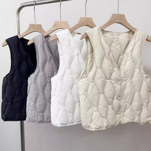 羽绒服内胆女冬短款轻薄夹棉保暖背心修身v领马甲不跑棉~清仓捡漏