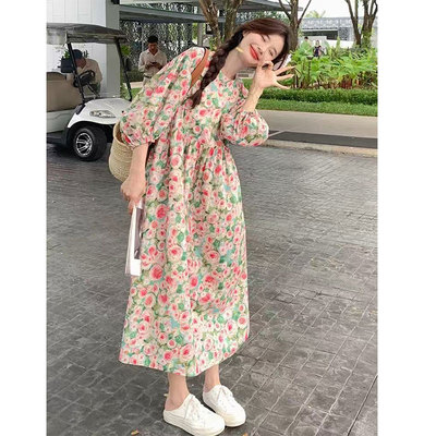 法式复古油画风连衣裙女式夏季