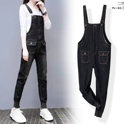 深依度2023春装新款女装春秋季时尚精品牛仔背带裤   12613 FK-W