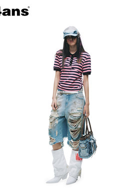 24ANS LTD 朋克grunge短袖⑴定制绣标⑵抽绳调维度⑶拼接面料设计