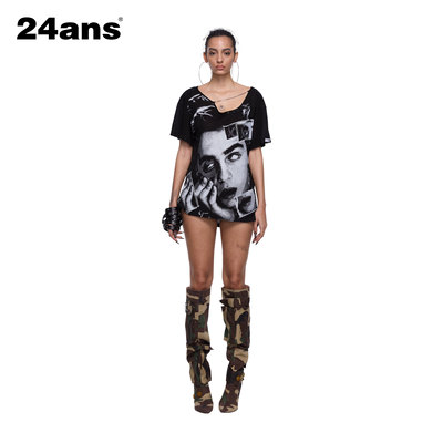 24ans人头印花短袖T恤