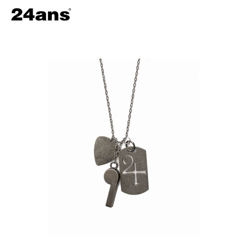 24ANS LTD 轻亚punk项链⑴擦银硫化工艺⑵激光镭射钢印⑶叠戴设计