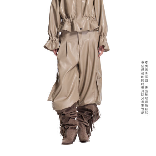 24ANS LTD 朋克grunge皮裤 ⑴复古pu面料⑵工装口袋⑶立体剪裁