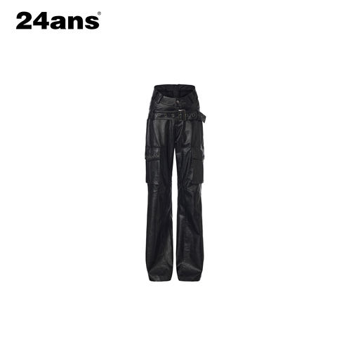 24ANS LTD 朋克grunge皮裤⑴皮带装饰⑵风琴袋设计⑶oversize
