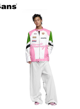 24ANS LTD副线TMN【明星同款】撞色皮衣外套 粉绿/黄/蓝