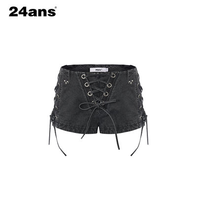 24ANS LTD 朋克grunge热裤 ⑴酵洗工艺 ⑵抽绳调维度