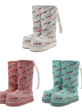 24ans【赵美延同款】2025 RUNWAY 秀款字母印花雪地靴