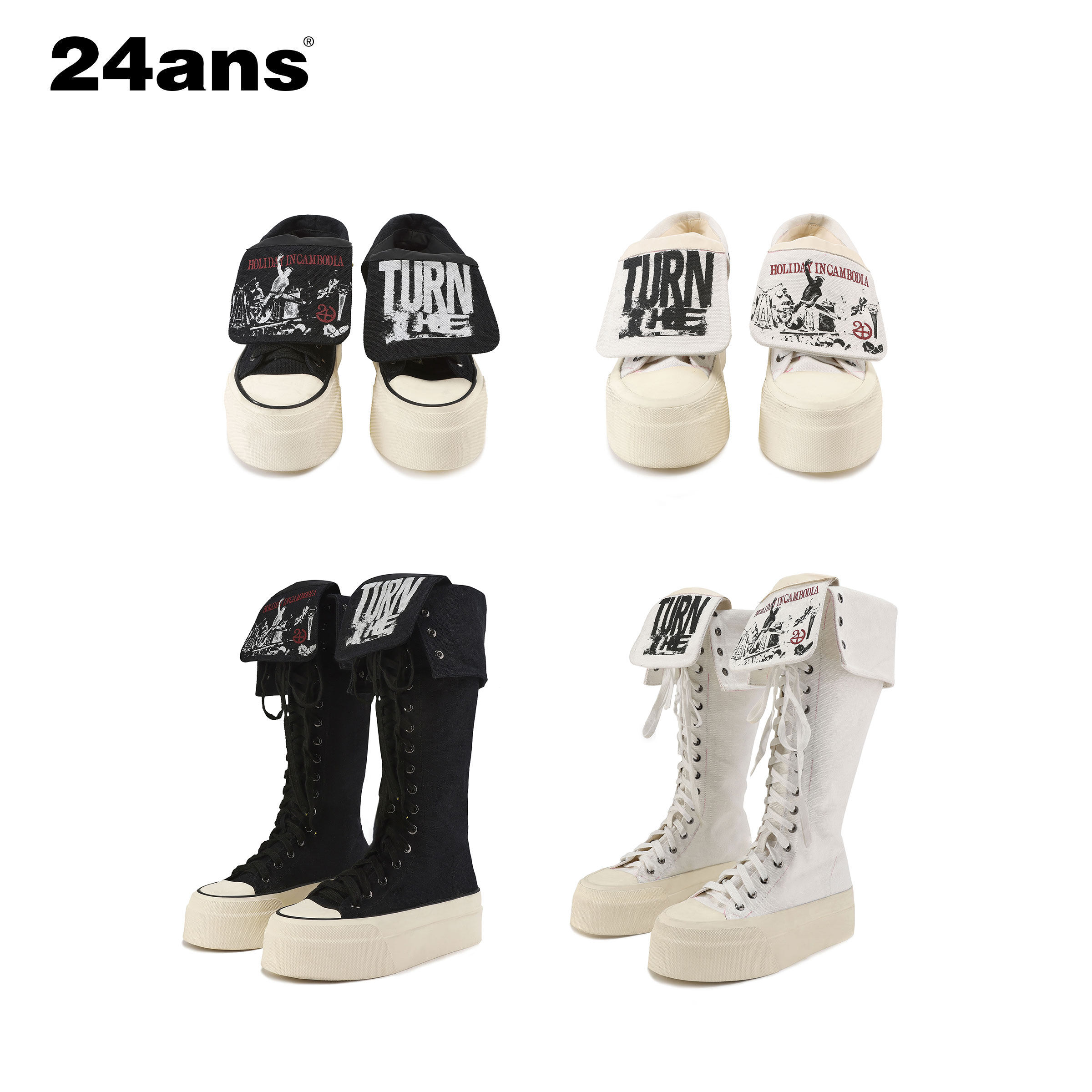 24ANS LTD 轻亚punk帆布鞋⑴丝网印花定制⑵可翻折鞋舌