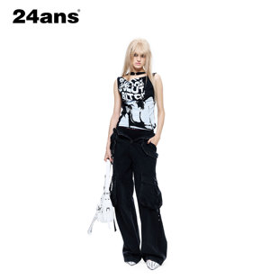 24ANS LTD 朋克grunge背心⑴斑驳磨损工艺⑵立体剪裁⑶正背两穿