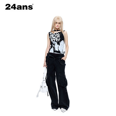 24ANS LTD 朋克grunge背心⑴斑驳磨损工艺⑵立体剪裁⑶正背两穿