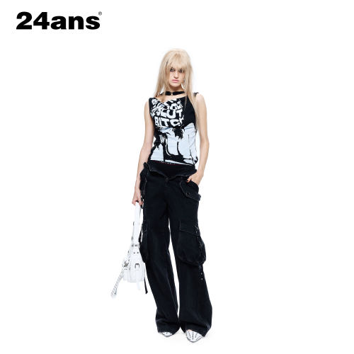 24ANS LTD 朋克grunge背心⑴斑驳磨损工艺⑵立体剪裁⑶正背两穿