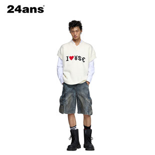 男装 24ANS 黄子弘凡同款 副线TMN 街头两色针织马甲 LTD
