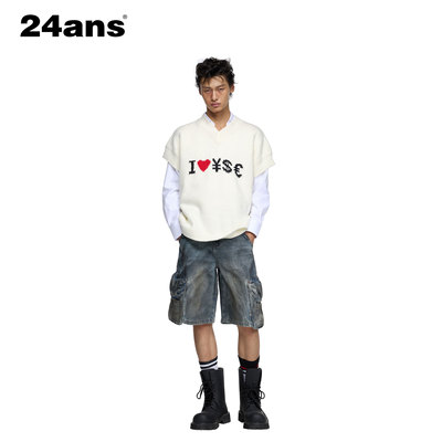 24ANS LTD 副线TMN【黄子弘凡同款】男装街头两色针织马甲