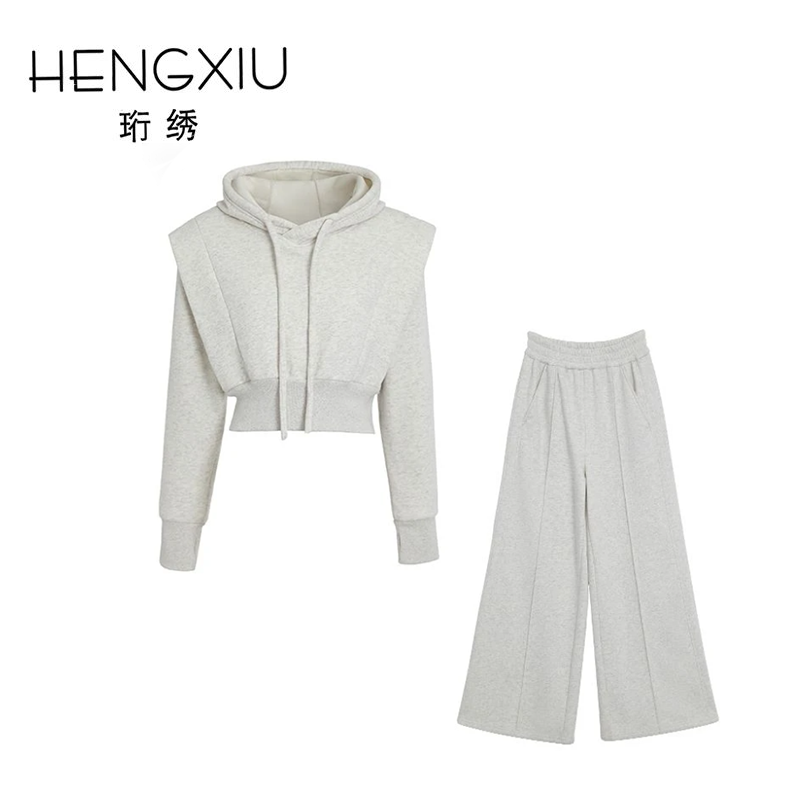 【春春Spring】珩绣运动套装运动阔腿休闲显瘦卫衣宽松百搭xx0930