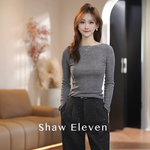 《丽丽姐专享》珩绣新款女装一字领舒适打底内搭衫JS-88170