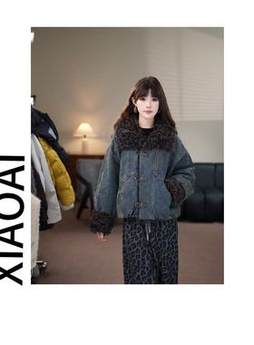 XIAOAI  【90白鸭绒】冬季2025新款高级感牛仔毛领羽绒服 A300800