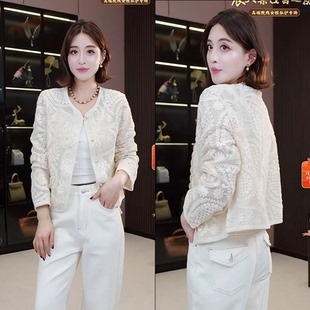 【辰大嗓严选】2026春款圆领法式重工蕾丝长袖外套88308