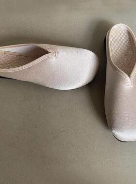 无绣花新中式国风汉服夏季布鞋室内家居包头拖鞋平底懒人鞋平底