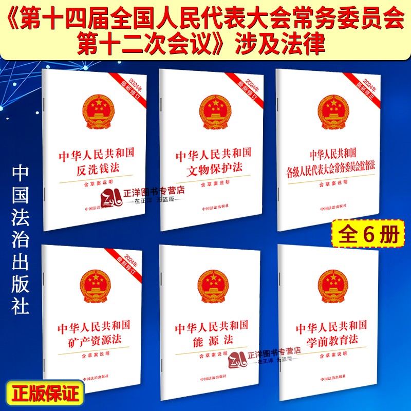 2024第十四届全国人民代表大会常务委员会第十二次会议涉及法律 32开单行本 反洗钱法 能源法 学前教育法 矿产资源法 文物保护法