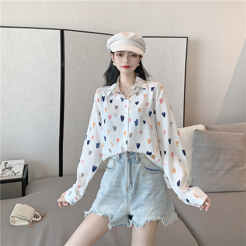 Real price 2021 new love Print Long Sleeve Shirt