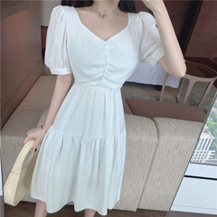 Korean summer new high waist elastic dress