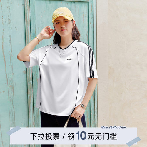 YUZI鱼子美式白色短袖T恤修身