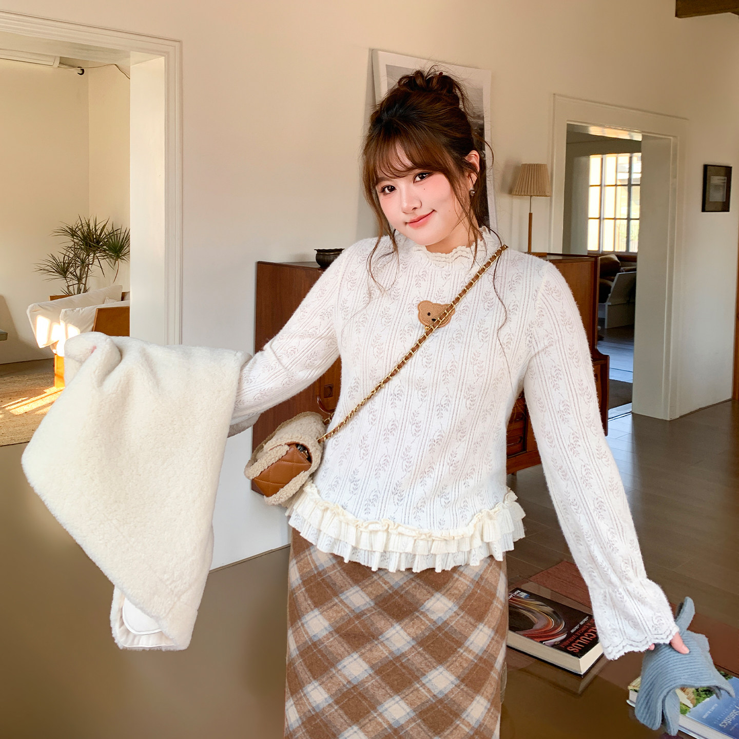 YUZI鱼子甜美少女感打底衫肌理感蕾丝花边复古可爱上衣大码女装,女装/女士精品,大码内搭,淘宝优惠券,粉丝福利购,淘宝优惠卷