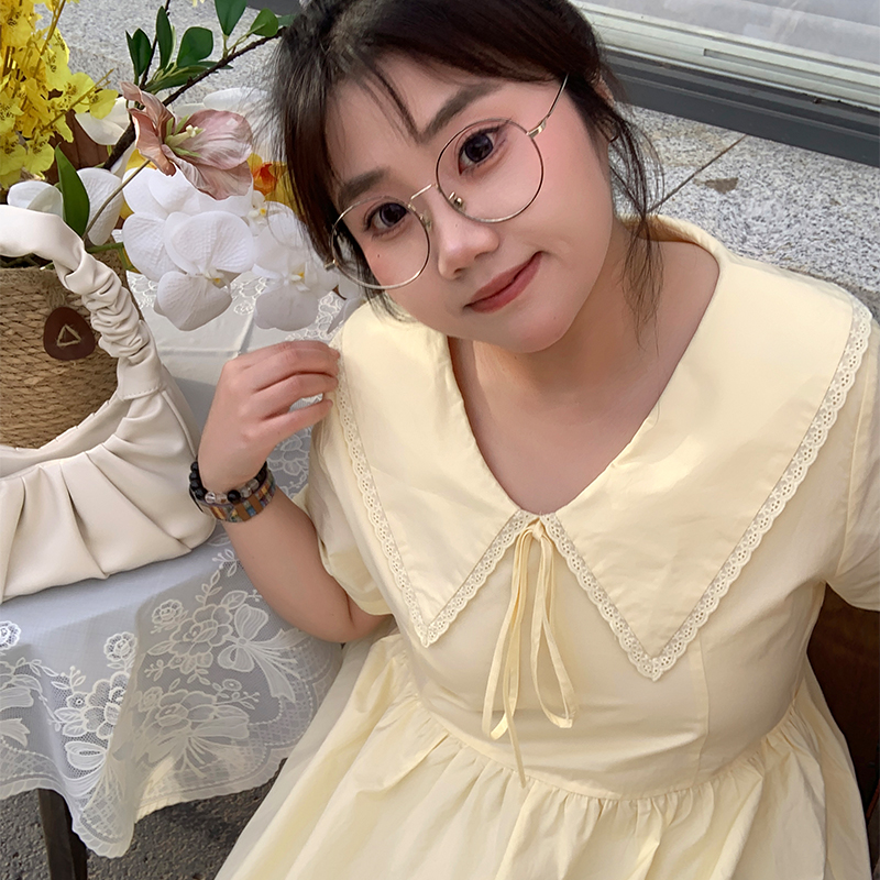 YUZI鱼子法式花边领连衣裙云棉裙