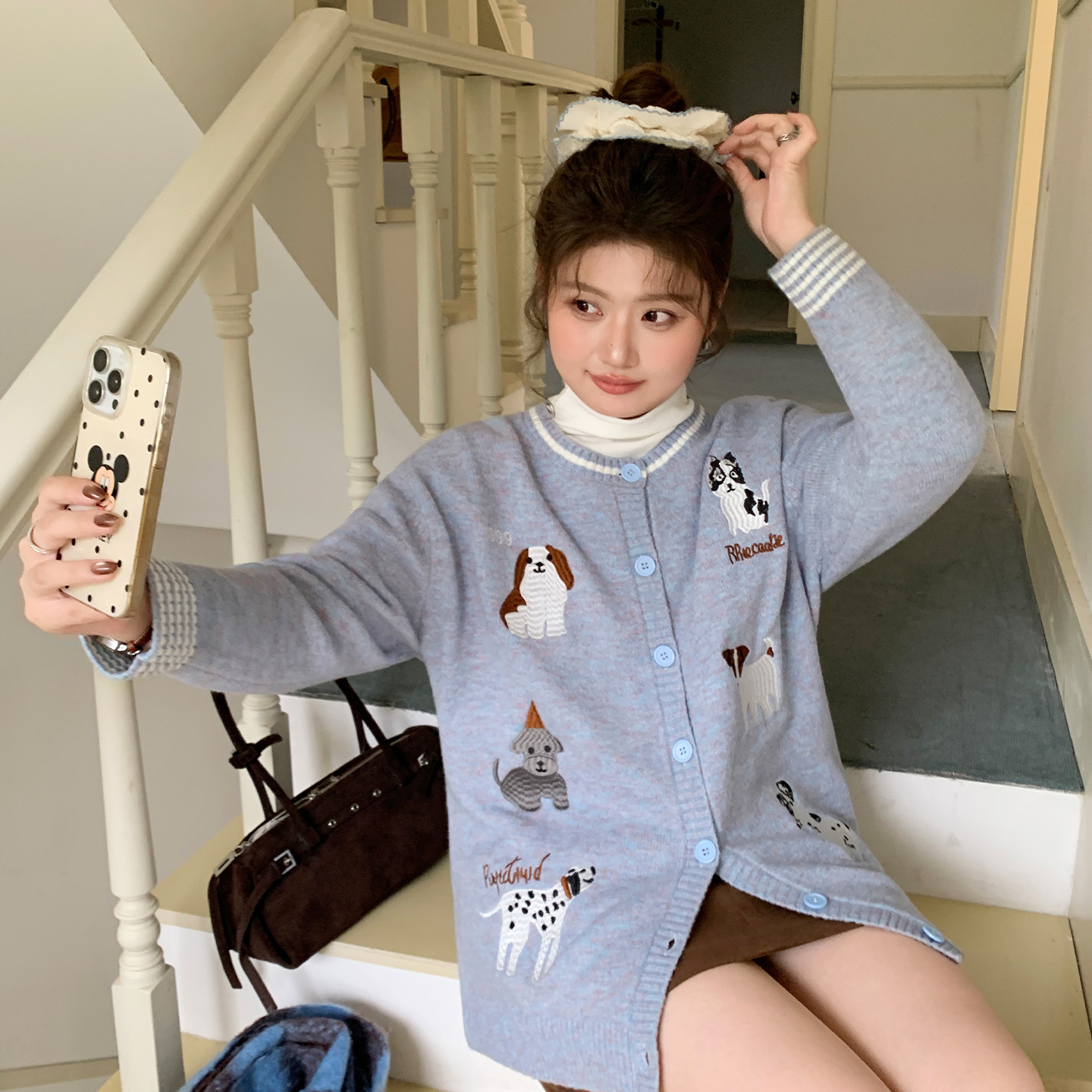 YUZI减龄显白针织开衫大码女