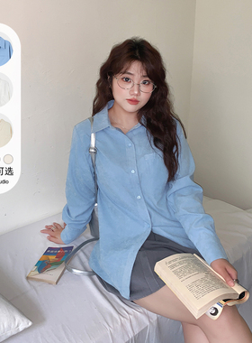 YUZI鱼子翻领衬衫女装大码200斤微胖mm显瘦遮肉清新减龄通勤百搭