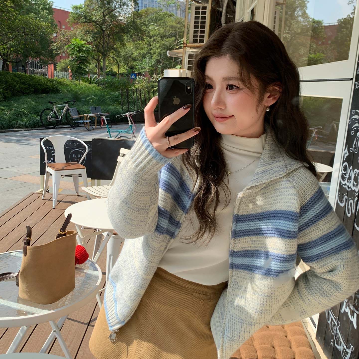 YUZI鱼子针织毛衣外套条纹秋冬翻领拉链撞色宽松显瘦上衣大码女装,女装/女士精品,常规大码外套,淘宝优惠券,粉丝福利购,淘宝优惠卷