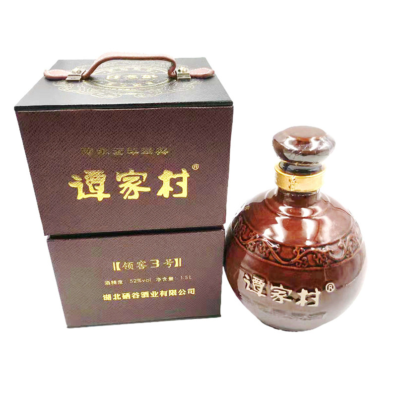 恩施包谷酒宣恩谭家村领窖3号52度1.5L坛装荞麦酒 窖藏酒礼品盒装