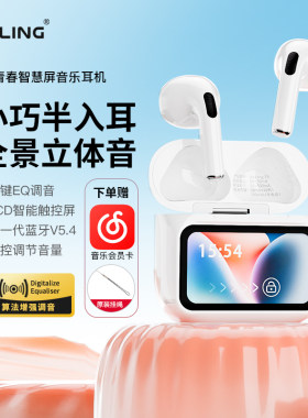 戴灵T5青春版真无线蓝牙耳机半入耳式LCD智慧屏触控舒适佩戴音乐