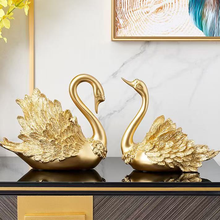欧式现代情侣黑天鹅工艺品