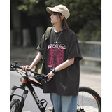 港风男女同款玫瑰花款印花短袖多色纯棉圆领打底衫HY562TP25控39，男装T恤，电商A102B